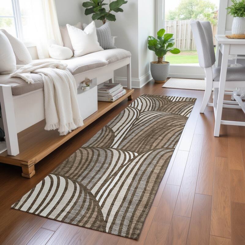 Machine Washable Indoor/ Outdoor Modern Parsons Chantille Rug