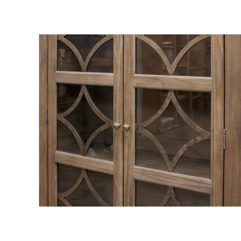 Carson Glass Display Cabinet, Glass Door Wood Bookcase, Storage Cabinet, Gray - 42"W x 70"H x 15"D