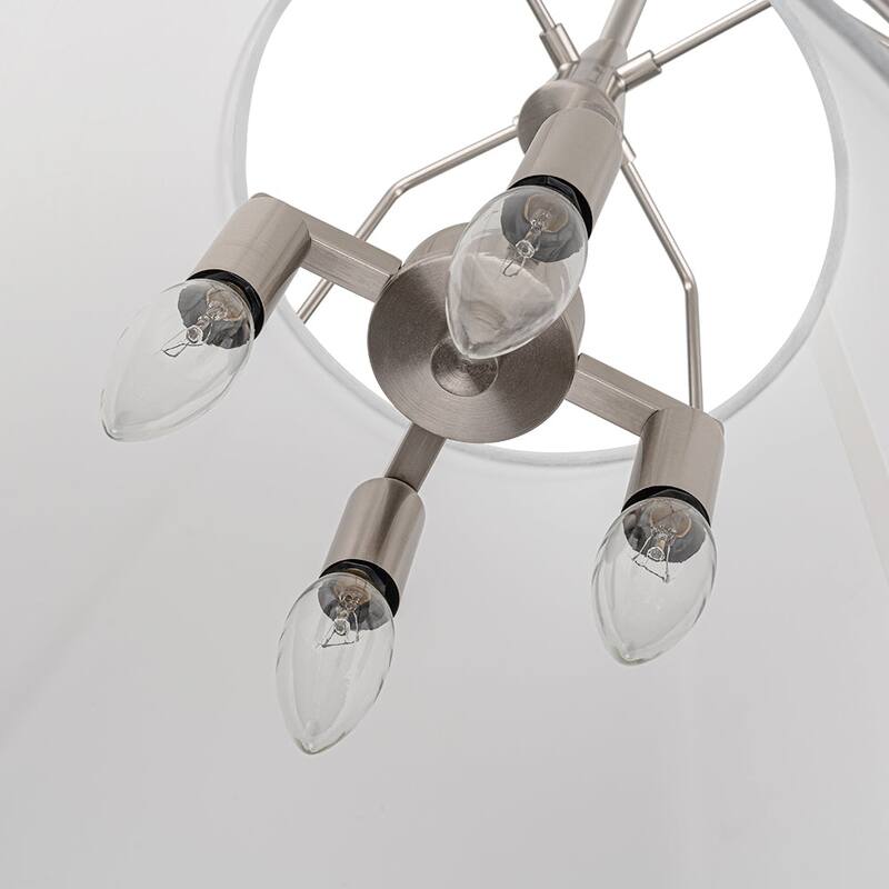 Mid Century 4-Light Conical Fabric Shade Lantern Pendant Ambient Light