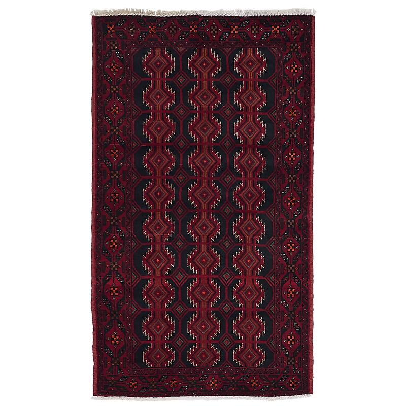 ECARPETGALLERY Hand-knotted Teimani Black, Red Wool Rug - 3'7 x 6'2
