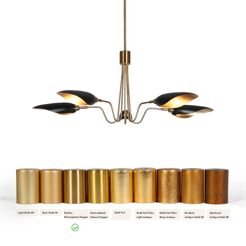 Modern Multi-Light Large Black Gold Sputnik Chandelier Metal Pendant Lights for Dining Room