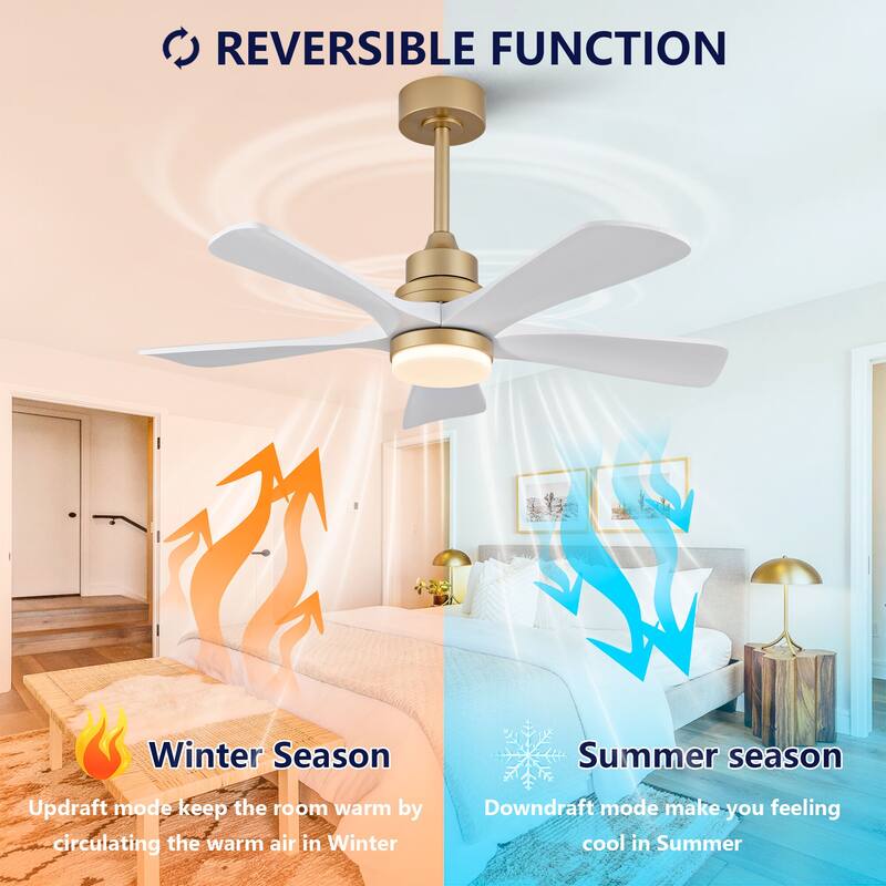 42/52 Inch Ceiling Fan,Electric Fan with Lights & Remote Control,Dimmable 3-Color LED
