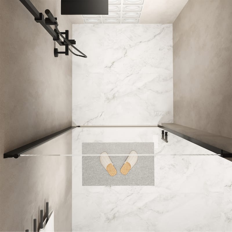 34"x72" Pivot Shower Door with Aluminum Frame,1/4"Tempered Glass Thick