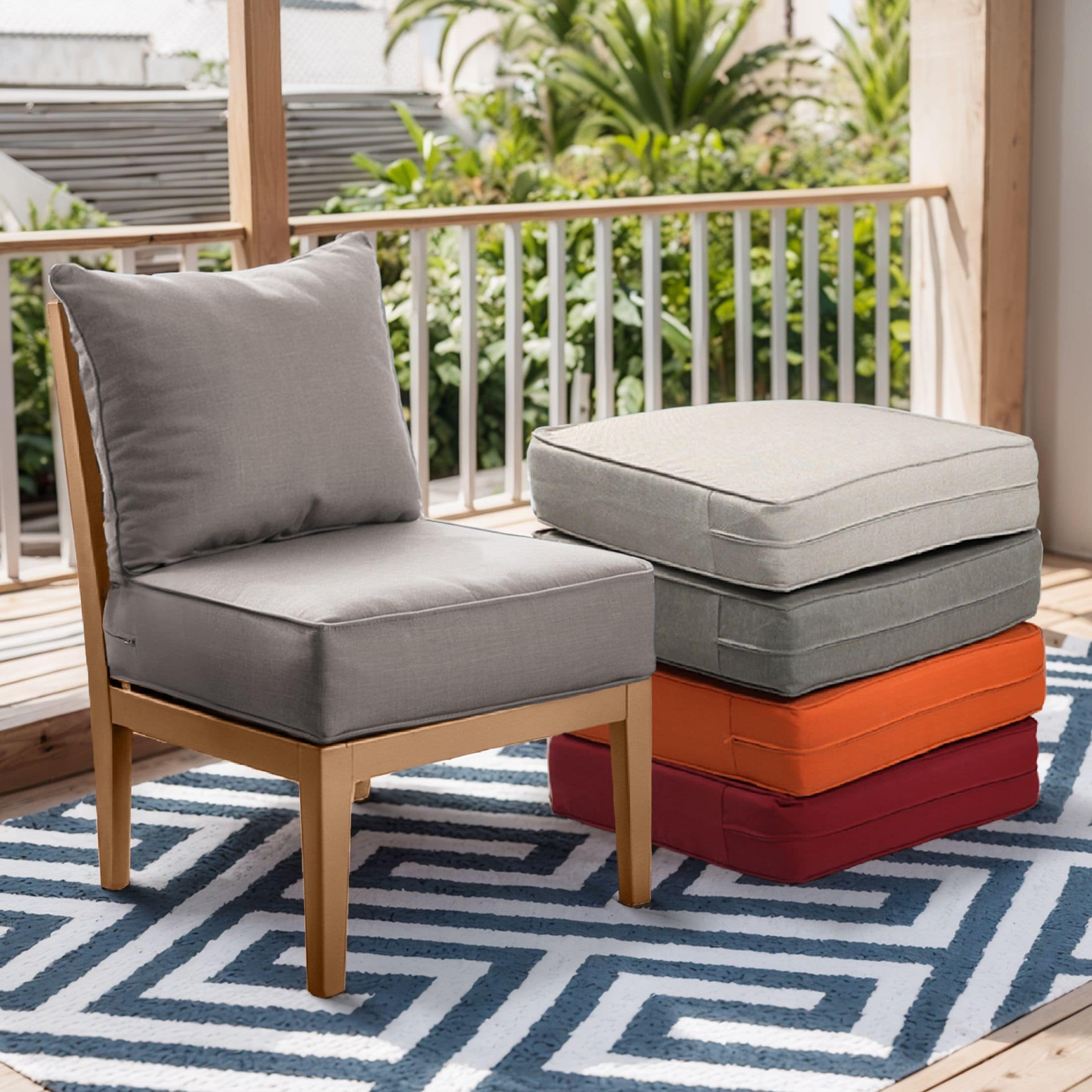 Pocassy Luxury 6 Inch Outdoor Cushions 24x24x6 Inch Thick Cushions Pillows Set Indoor Outdoor Deep Seat Water & Fade Resistant