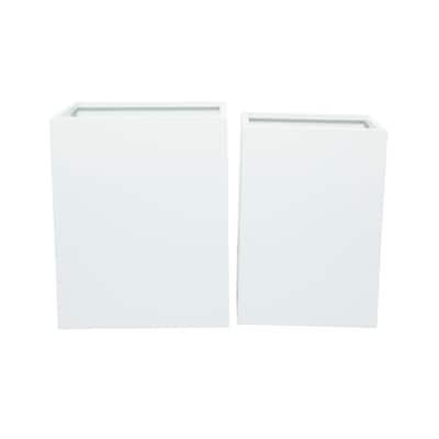 Metal Indoor Outdoor Planter - Set of 2 Black or White - CosmoLiving by Cosmopolitan