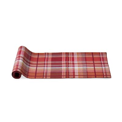 Gathering Runner Tablecloth - Multicolor Cotton Table Runner for Fall Harvest - Machine Washable 72" x 14.5"