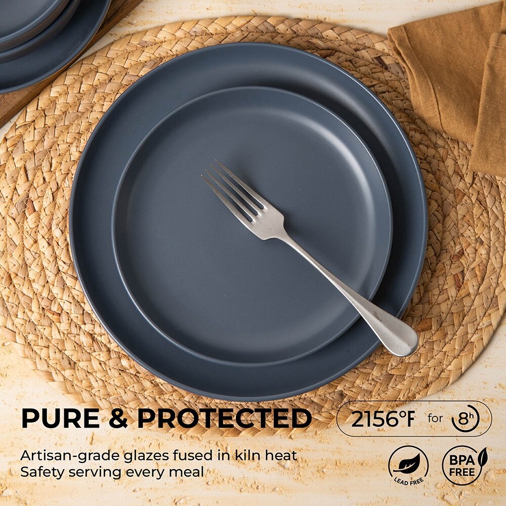 12PCS Stoneware Dinnerware Set, Microwave Dishwasher Safe