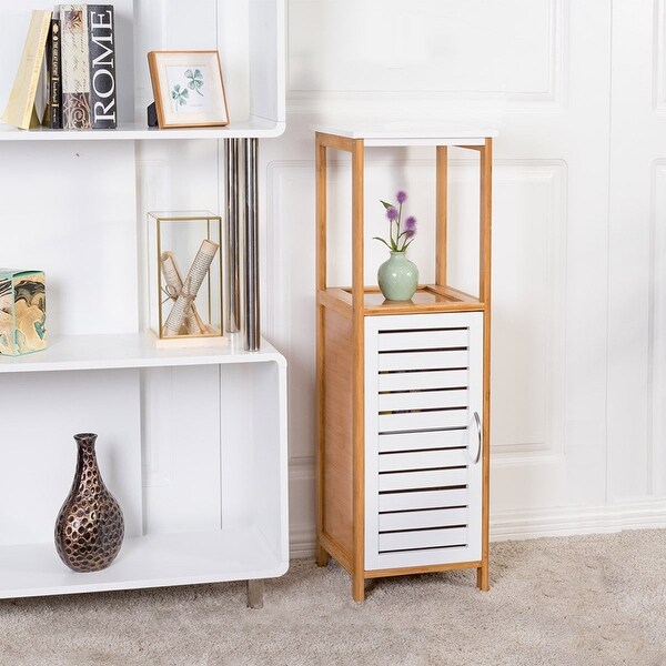 Wooden Bathroom Storage Rack Floor Cabinet Free Standing Shelf Towel Organizer Home Garden Cabinets Cupboards