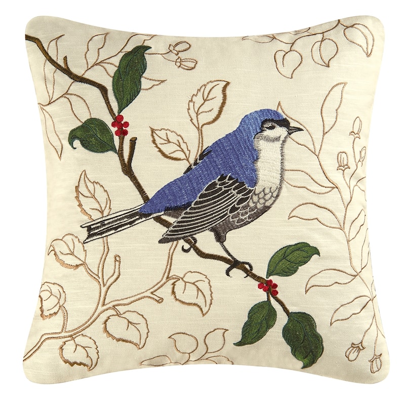 17" x 17" Gnatcatcher Embroidered Throw Pillow
