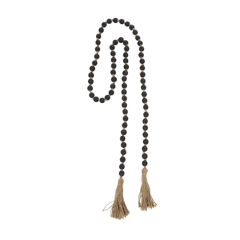 Glass Handmade Round Long Frosted Beaded Garland with Tassel with Knotted Brown Jute - Various Colors - Roche River Decor
