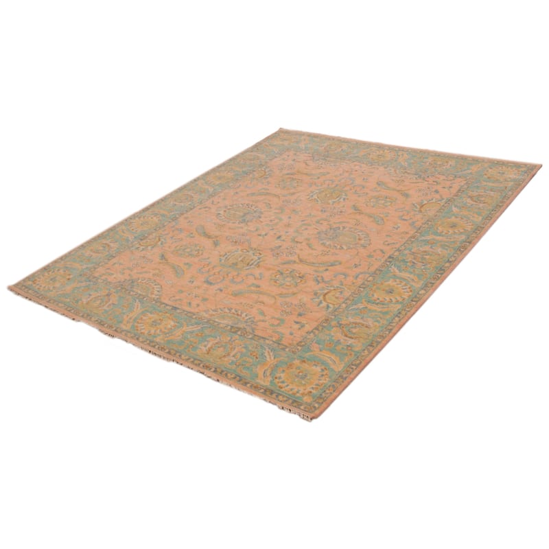ECARPETGALLERY Hand-knotted Modern Oushak Coral Wool Rug - 8' 2" x 10' 4"