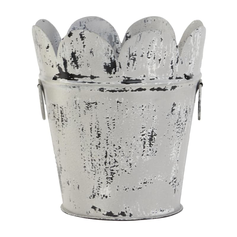 White Metal Indoor Outdoor Planter