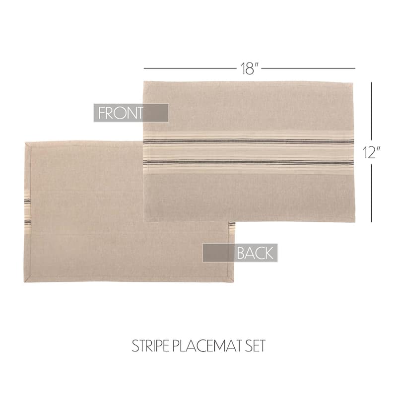 Sawyer Mill Charcoal Stripe Placemat Set of 6 12x18 - Placemat 12x18
