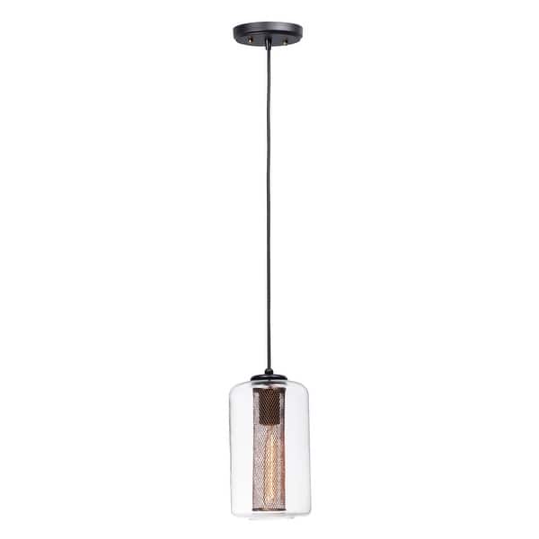 slide 2 of 5, Firefly 1-Light Pendant - black / satin brass
