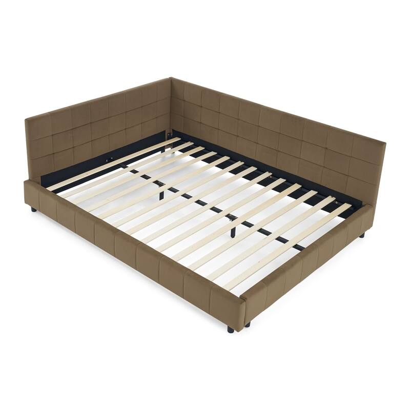 Upholstered Tufted Bed Frame Velvet Fabric Daybed