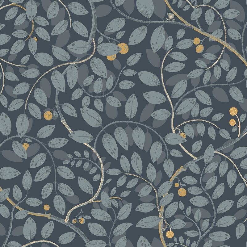 A-Street Prints Kirke Blue Leafy Vines Wallpaper