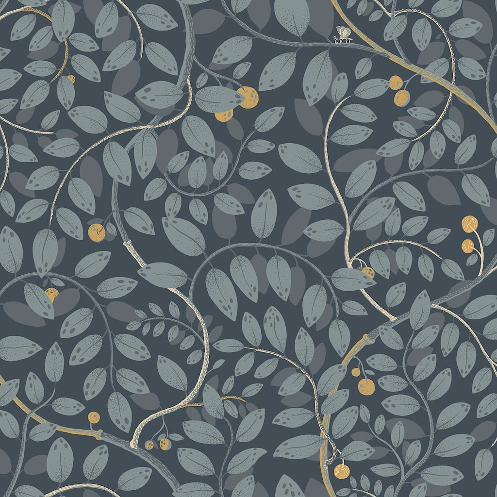 A-Street Prints Kirke Blue Leafy Vines Wallpaper