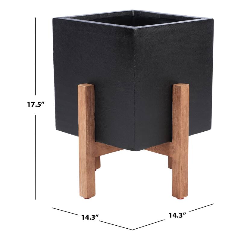 SAFAVIEH Outdoor Nynne Concrete Planter - 14Wx14Dx18H