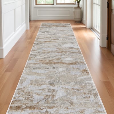 Xadam Power Loomed Distressed Abstract Modern Area Rug By HomeRoots - 120' X '36' X '0.28