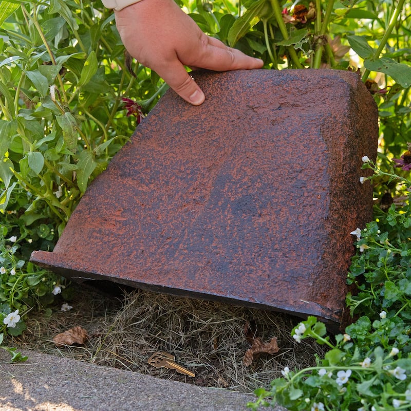 Sunnydaze Flat-Top Artificial Landscape Rock Cover with Stakes