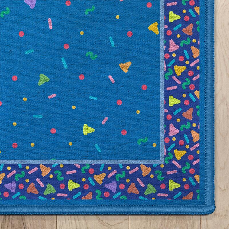 Crayola Confetti Blue Retro Area Rug By Well Woven