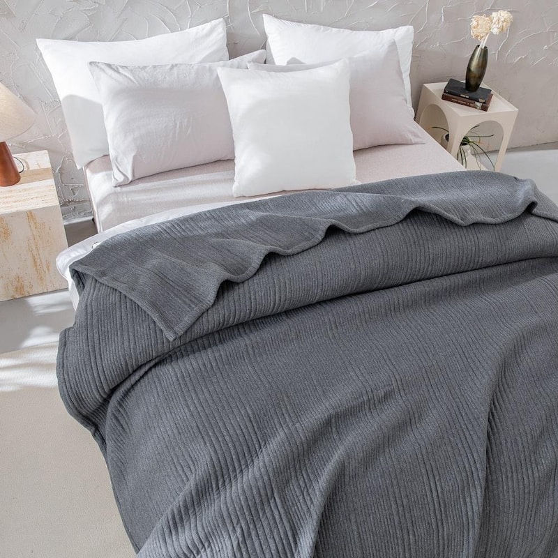 Cotton Cloud Jersey Bed Blanket, Quilted Bedspread, Soft Coverlet