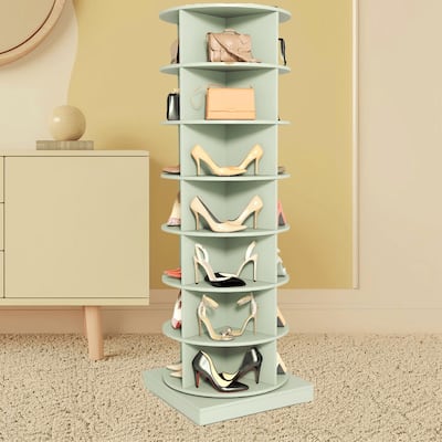 Green 360 Degree Rotating Shoe Rack, 7 Layers for 24 Pairs, Easy Assembly, Stylish Design, Carousel for Shoes and Handbags