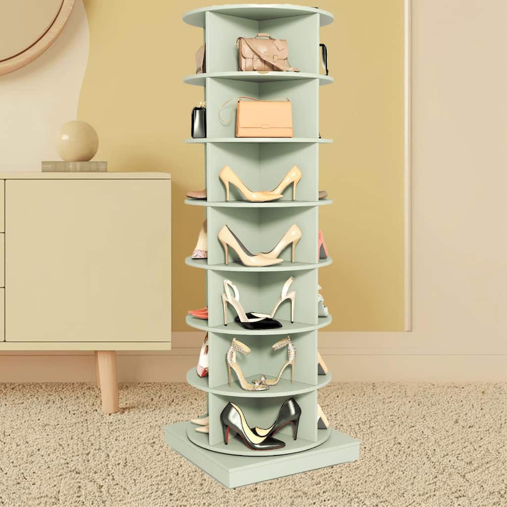 Green 360 Degree Rotating Shoe Rack, 7 Layers for 24 Pairs, Easy Assembly, Stylish Design, Carousel for Shoes and Handbags