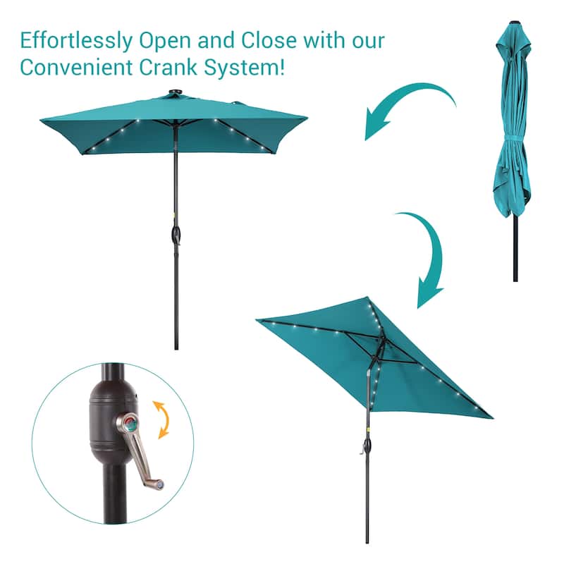 BONOSUKI 6.5x6.5Ft LED Patio Market Umbrella Weather-Resistant Frame