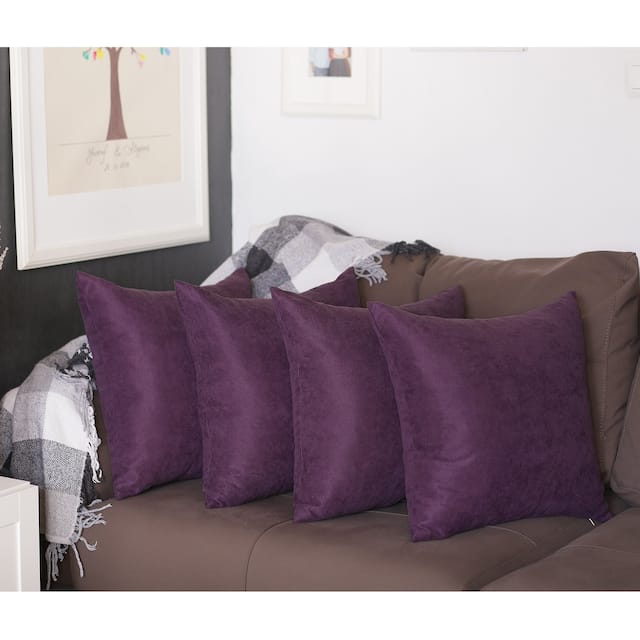 Decorative Square Solid Color Throw Pillow Cover (Set of 4) - Purple-22x22