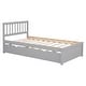 preview thumbnail 17 of 31, Twin Platform Bed Frame with Pull-out Trundle, Rubberwood Headboard, MDF Footboard and Plywood Slats - Space-Saving Slat Bed