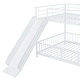preview thumbnail 20 of 18, White Full Over Full Metal Bunk Bed with Slide & Ladder, Heavy Duty Low Bunk Beds w/Safety Guardrail & Small Door for Girls Boys