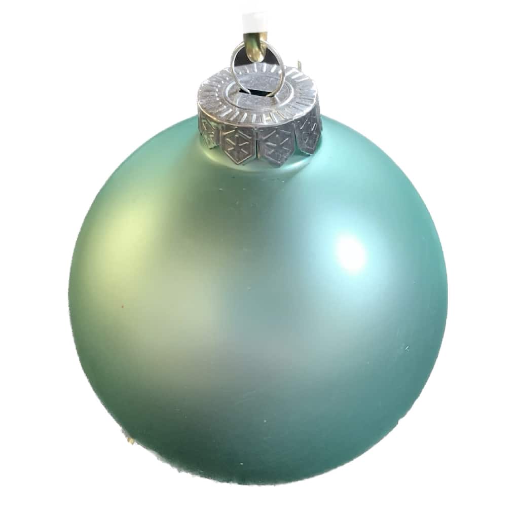 Matte Finish Glass Christmas Ball Ornaments - 4" (100mm) - Sea Foam Green - 6ct