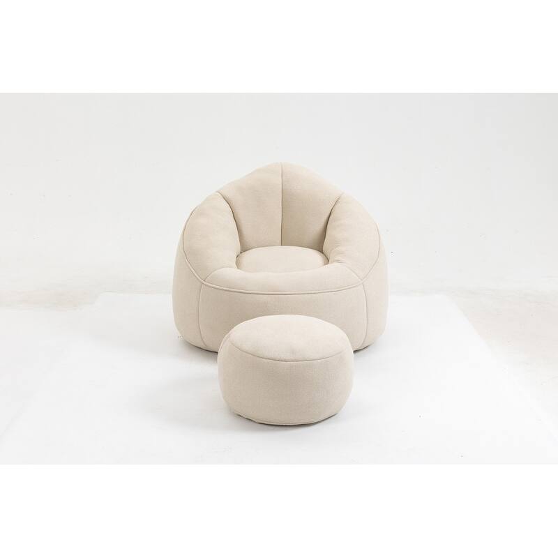 Bean Bag Chair w/Foot Stool in Multiple Colors, Giant Foam-Filled Furniture-Maximum Comfort Bean Bag