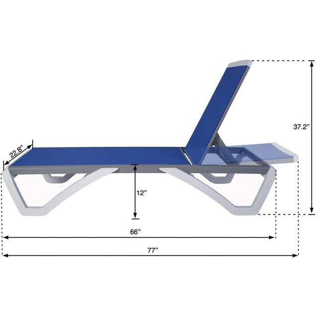 Kozyard Alan Full Flat Aluminum and Polypropylene Resin Legs Patio Reclining Adjustable Chaise Lounge