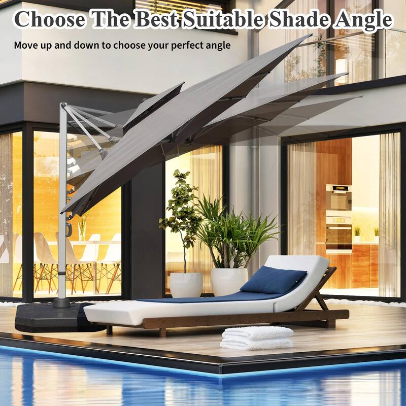 Aluminum Patio Umbrella - 360° Rotation, Hydraulic Lift