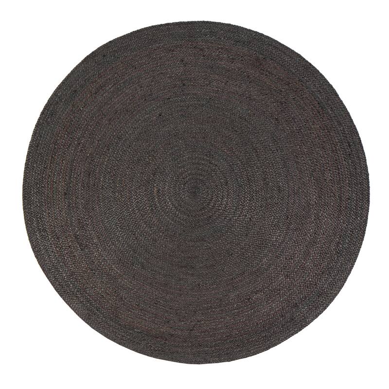 Jani Tara Braided Natural Jute Area Rug - Kerala Round Rug, 4-Feet, Durable, Superior Quality - 8' Round - Grey