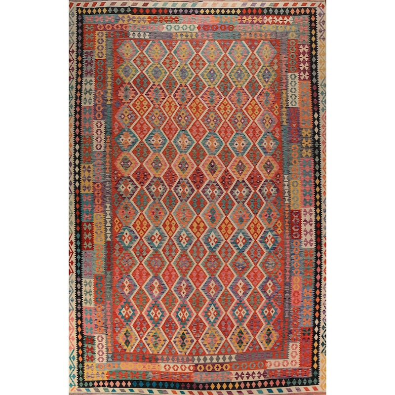 Southwestern Style Kilim Oriental Large Rug Flatweave Wool Carpet - 10'0"x 14'9"