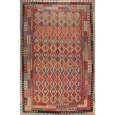 Southwestern Style Kilim Oriental Large Rug Flatweave Wool Carpet - 10'0"x 14'9"