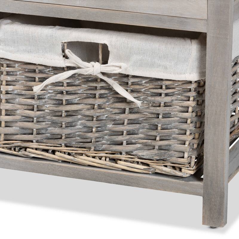 Mabyn Modern & Contemporary 3-Drawer Wood Storage Bench with Baskets