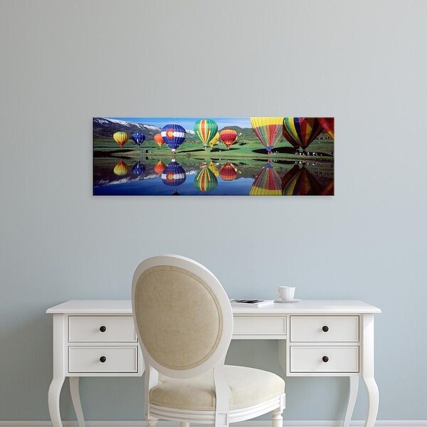 Easy Art Prints Panoramic Images's 'Reflection Of Hot Air Balloons On Water, Colorado, USA' Premium Canvas Art