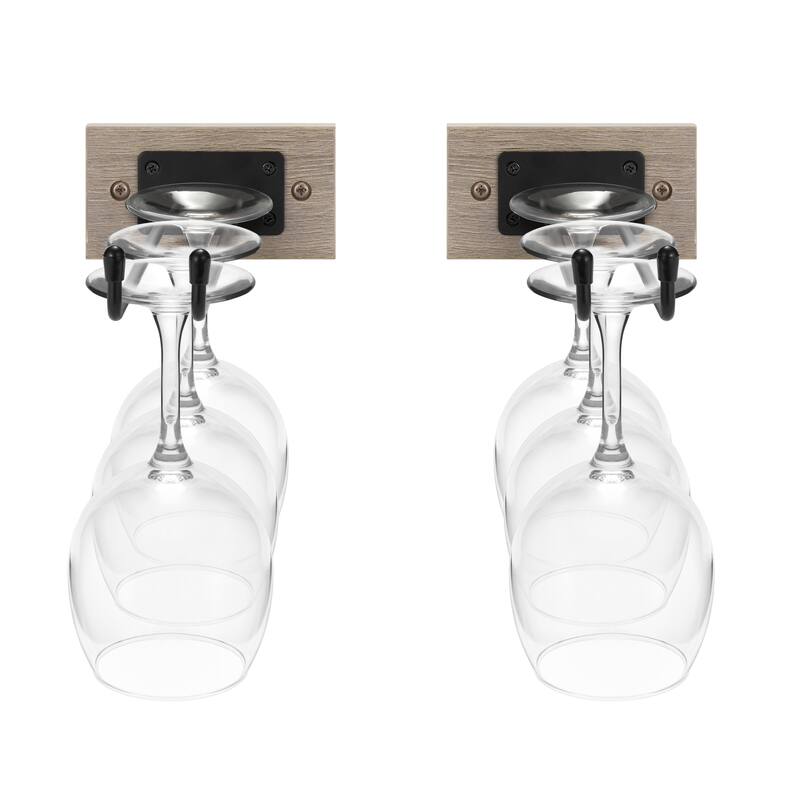 Sorbus Wall Mounted Wine Rack Wood Stemware Set Home Bar 12"L x 2.5"W - 8.25"D x 2.5"W x 12"L