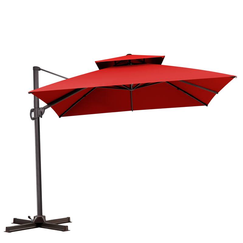 Pellebant 10 X 10 Ft Outdoor Patio Cantilever Offset Umbrella with Double Top