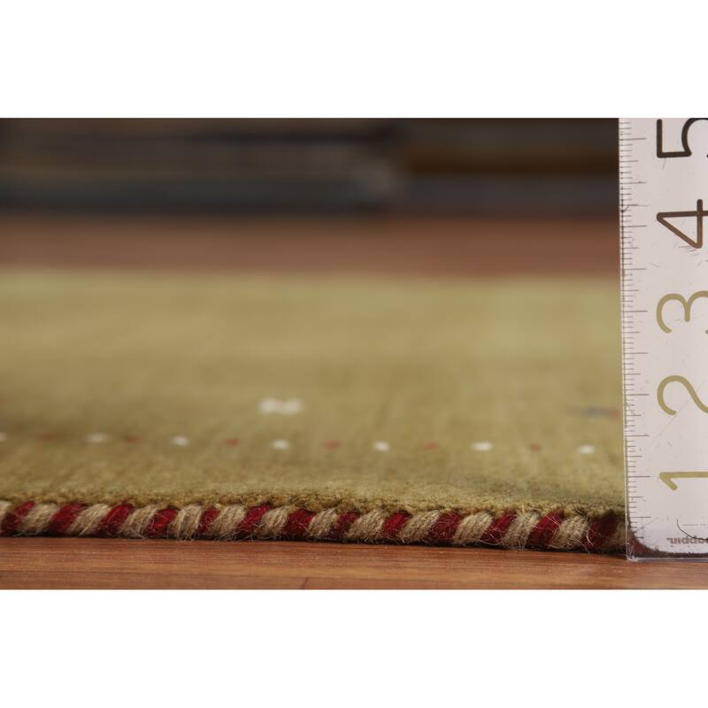 Hand Knotted Oriental 100% Wool Carpet Tribal Tribal Green Gabbeh Area Rug - 5' 11'' X 3' 11''