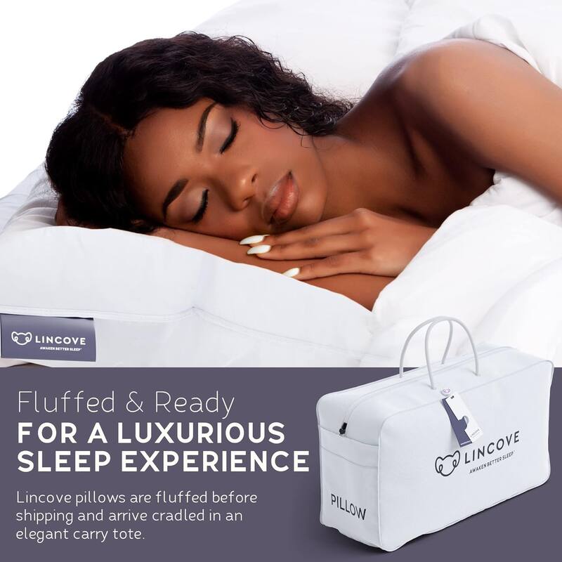 Lincove Luxury Hotel Collection Bed Pillows for Sleeping with Premium 600 Count Cotton Shell