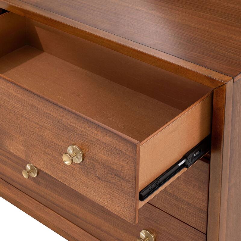 Furniture of America Forma Mid-Century Modern 5-Piece Walnut Solid Wood Platform Bedroom Set