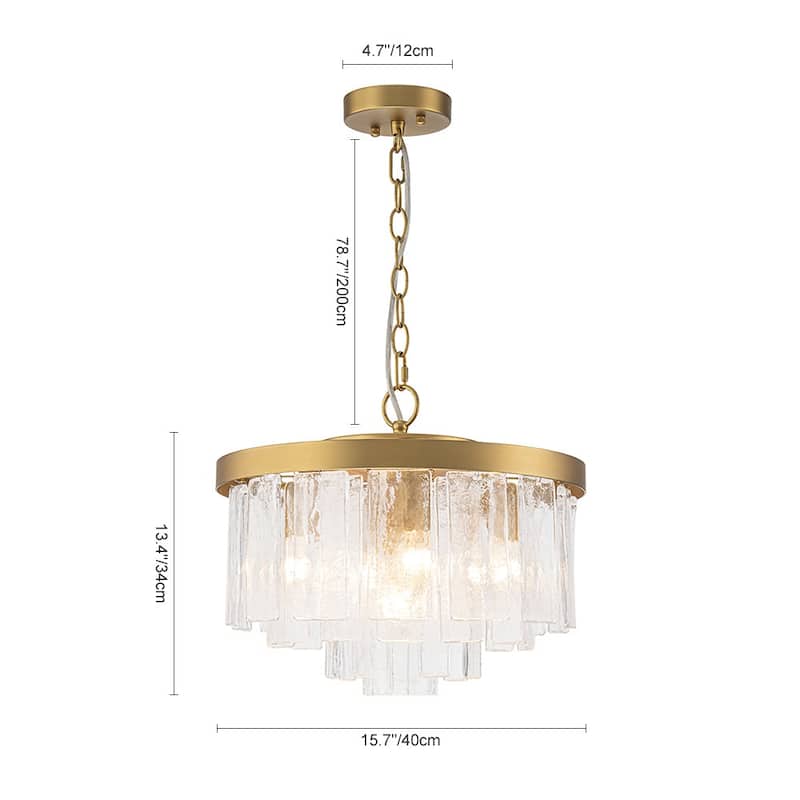 5-Light Tiered Water Glass Round Semi Flush Chandelier