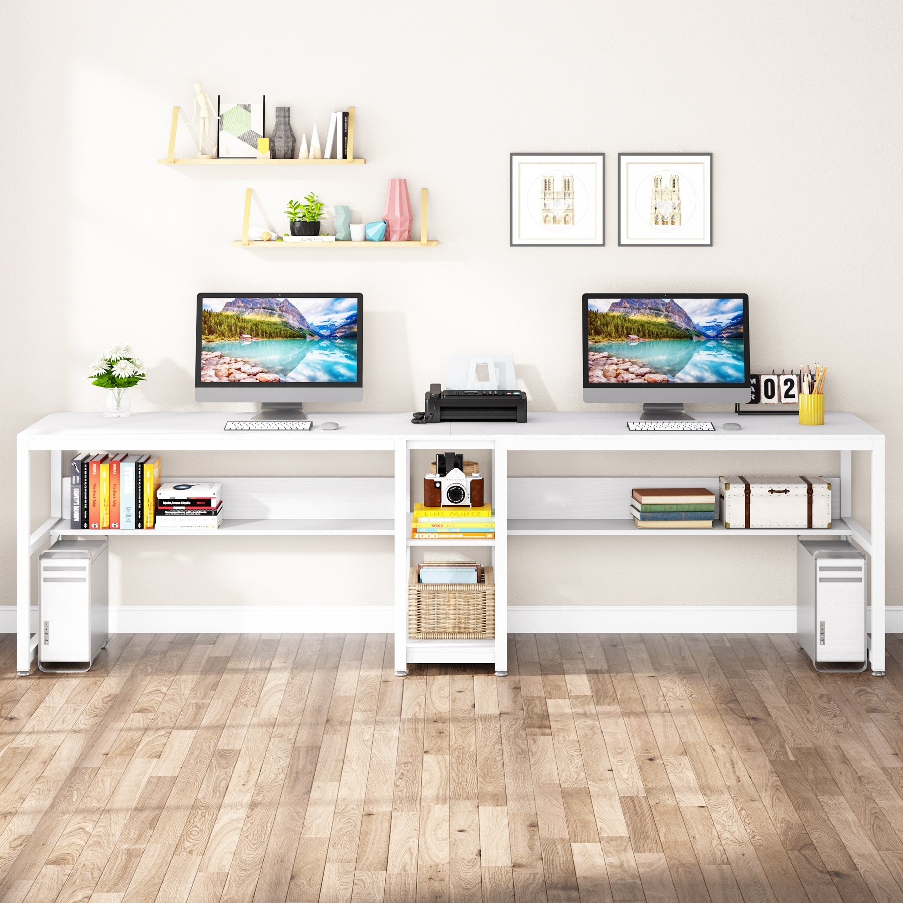 Two person store desk white