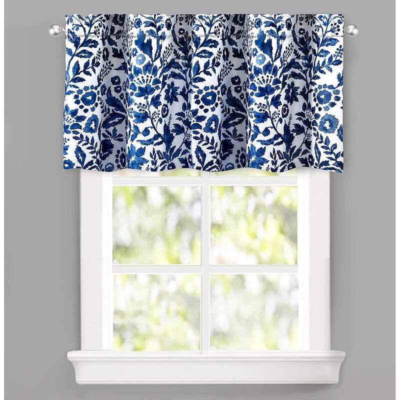 DriftAway Julia Watercolor Blooming Flower Floral Lined Window Curtain Valance - 52'' width x 24'' length