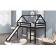 preview thumbnail 17 of 37, Twin Size Wood House Loft Bed w/ Slide, Ladder Upholstered Bed Frame